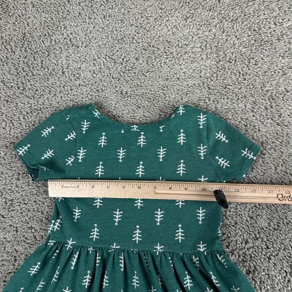 Cat & Jack Dress Girls 5T Green White Short Sleeve Tiered Cotton Blend READ - Picture 10 of 12
